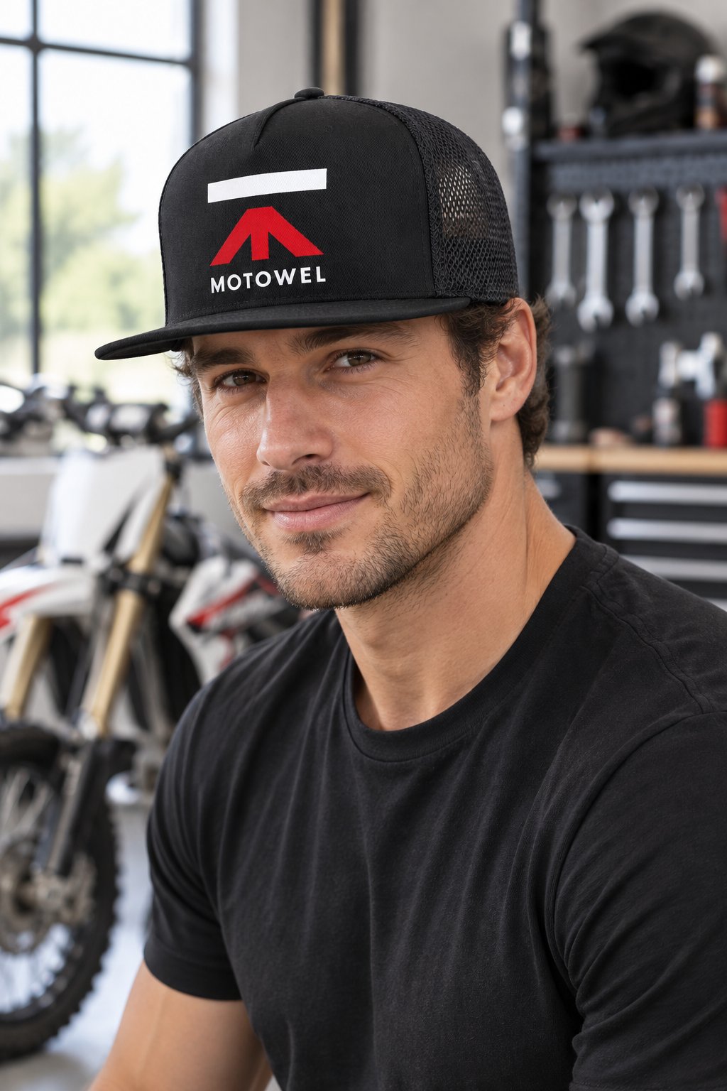 Motowel Trucker Hat – Snapback Rider Cap with Mesh Back